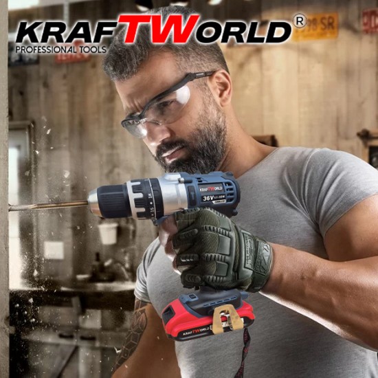 Акумулаторен Ударен Винтоверт KraftWorld с 2 Батерии + 111 Части Инструменти в Куфар