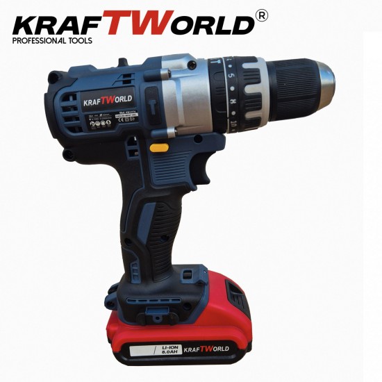Акумулаторен Ударен Винтоверт KraftWorld с 2 Батерии + 111 Части Инструменти в Куфар
