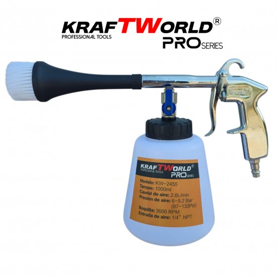 Професионален пневматичен пистолет KraftWorld KW-2455 авто детайлинг, кожа и текстил, 6-9 bar