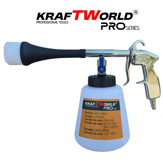 Професионален пневматичен пистолет KraftWorld KW-2455 авто детайлинг, кожа и текстил, 6-9 bar
