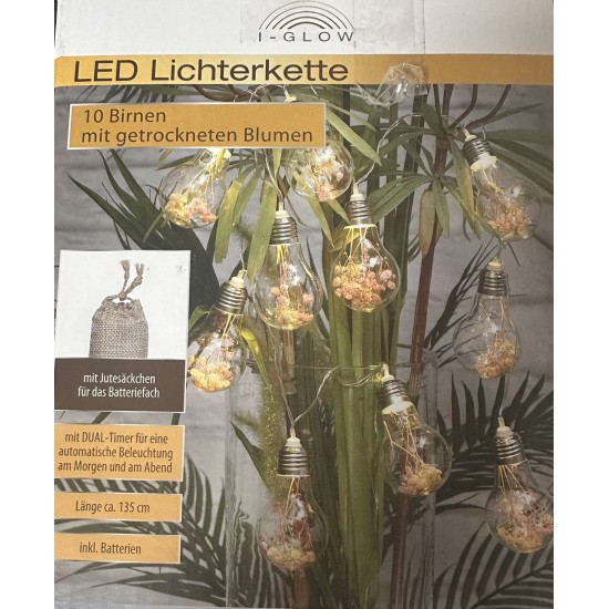 НЕРАБОТЕЩИ LED Крушки със сушени цветя - 10бр., I-Glow