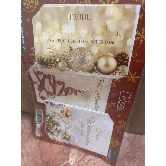 Комплект коледни картички , 6 бр с плик