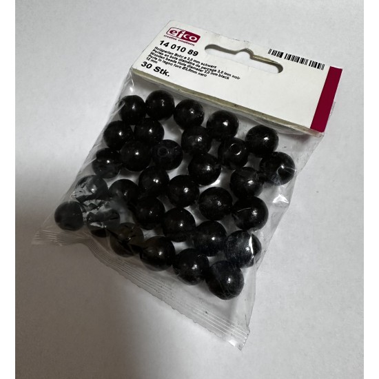 Черни кръгли мъниста, 30 бр.