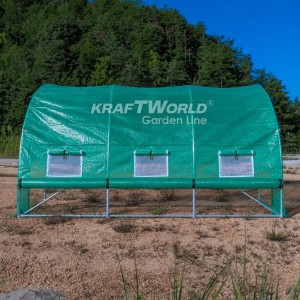 Тунелна Оранжерия с навиващи страни KraftWorld 3×2×2м Парник със стоманена конструкция и UV защита