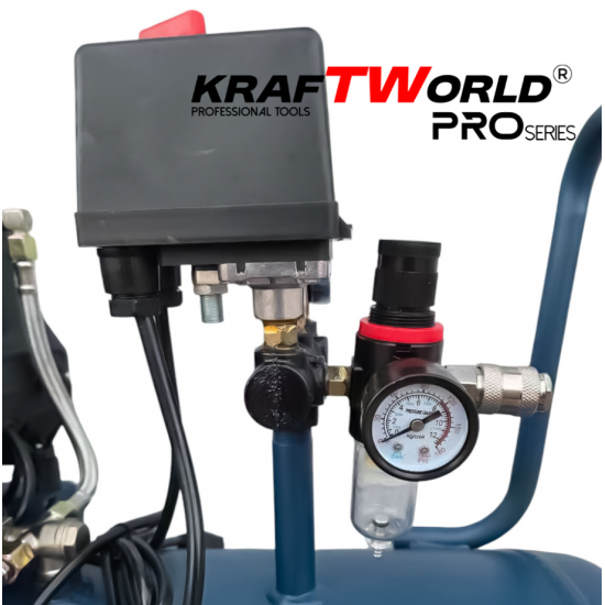 Тих Безмаслен компресор KraftWorld 100 л – 3000W, 8 bar